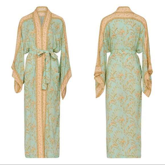 🎀 BOHO KIMONO ROBE DUSTER BOHEMIAN GYPSY COVER LONG MAXI PASTEL WIDE SLEEVE - Picture 4 of 10